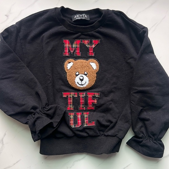 Cute sweatshirt with bear and chinched sleeves - Picture 1 of 4
